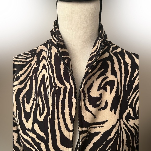 Birch Hill Animal Print Zip Up Jacket Zebra Pattern Long Sleeve Retro Y2K Style - Picture 3 of 5